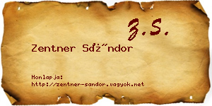 Zentner Sándor névjegykártya